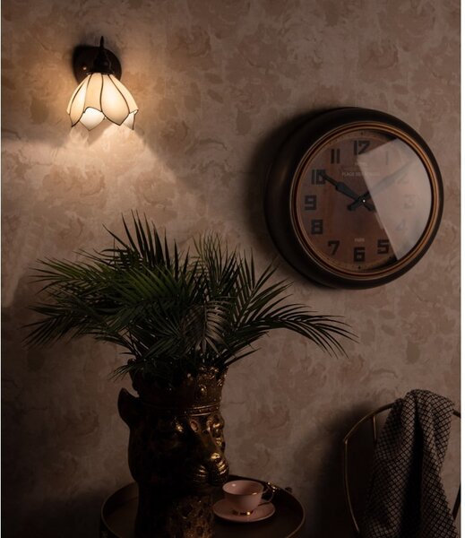 Bílá nástěnná Tiffany lampa ve tvaru květu Folwia - 23*17*19 cm E27/max 1*40W