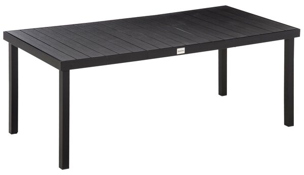 Outsunny Hliníkový Zahradní Stůl pro 8 Osob s Laťkovou Deskou pro Terasu a Balkon 190x90x74 cm Černý | Aosom