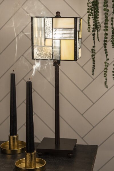 Stolní lampa Tiffany Cubio - 13*13*18 cm E14/max 1*25W - Clayre & Eef