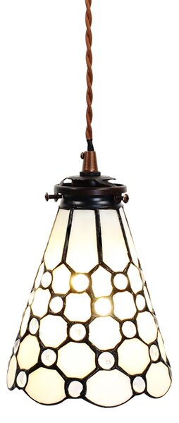 Závěsná Tiffany lampa kamínky TransparentEye - Ø 15*115 cm E14/max 1*25W - Clayre & Eef