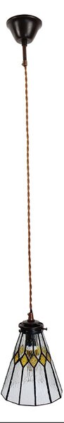 Závěsná Tiffany lampa žluté detaily YelloRhom - Ø 15*115 cm E14/max 1*25W - Clayre & Eef