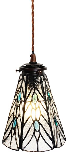 Závěsná Tiffany lampa modré kamínky BlueEye - Ø 15*115 cm E14/max 1*25W - Clayre & Eef