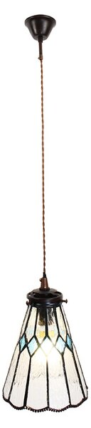 Závěsná Tiffany lampa modré detaily BlueRhom - Ø 15*115 cm E14/max 1*25W - Clayre & Eef