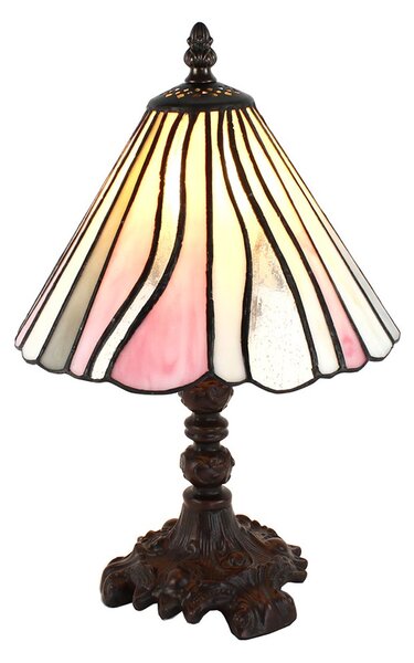Béžovo-růžová stolní lampa Tiffany Tasia - Ø 20*34 cm E14/max 1*25W - Clayre & Eef