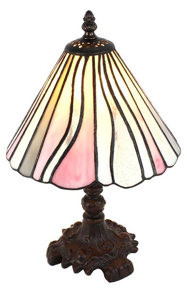 Béžovo-růžová stolní lampa Tiffany Tasia - Ø 20*34 cm E14/max 1*25W - Clayre & Eef
