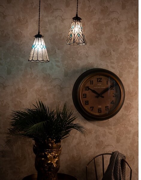 Závěsná Tiffany lampa modré kamínky BlueEye - Ø 15*115 cm E14/max 1*25W - Clayre & Eef