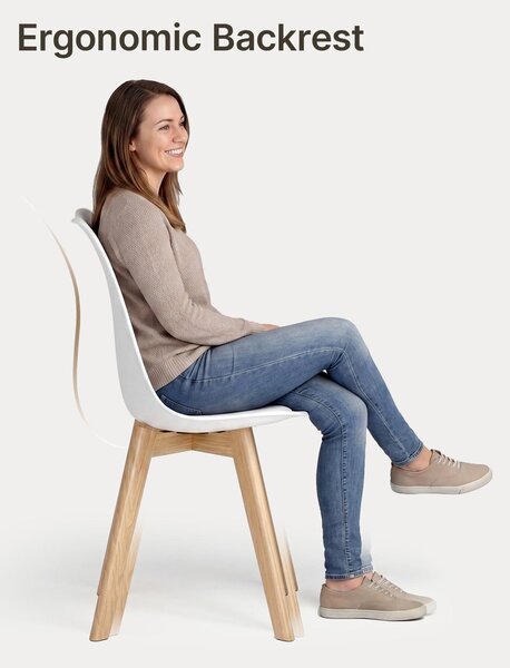 BEALIFE, sada 6 jídelních židlí, skandinávský design, snadná údržba | Do jídelny, pracovny a restaurace | Černá/bílá/šedá TB18
