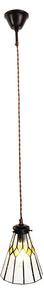Závěsná Tiffany lampa žluté detaily YelloRhom - Ø 15*115 cm E14/max 1*25W - Clayre & Eef