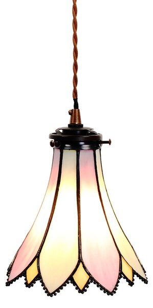 Závěsná lampa Tiffany Folwia pink - Ø 15*115 cm E14/max 1*25W - Clayre & Eef