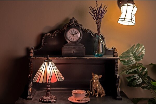 Béžovo-růžová stolní lampa Tiffany Tasia - Ø 20*34 cm E14/max 1*25W - Clayre & Eef
