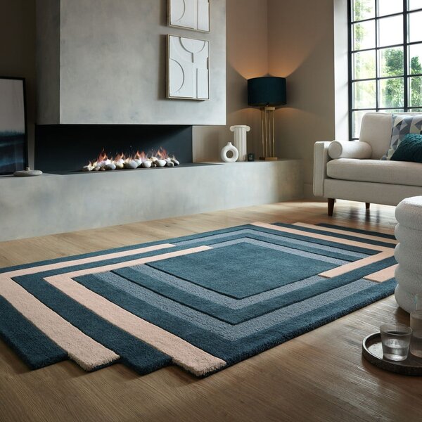 Tmavě zelený ručně tkaný vlněný koberec 120x180 cm Labyrinth Shaped – Flair Rugs