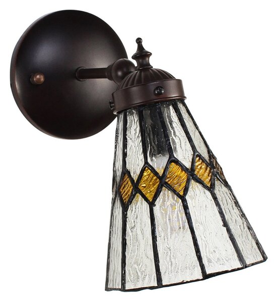 Nástěnná Tiffany lampa žluté detaily YelloRhom - 17*12*23 cm E14/max 1*40W - Clayre & Eef