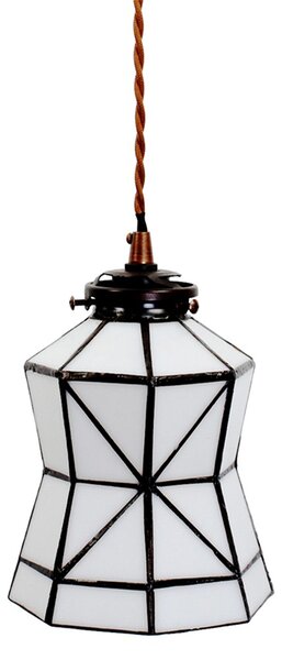 Bílá závěsná tiffany lampa Joanne - Ø 15*115 cm E14/max 1*25W - Clayre & Eef