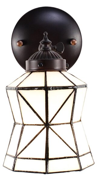 Bílá nástěnná tiffany lampa Joanne - 17*12*23 cm E14/max 1*40W - Clayre & Eef