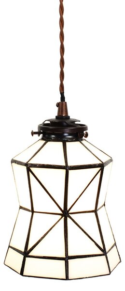 Bílá závěsná tiffany lampa Joanne - Ø 15*115 cm E14/max 1*25W - Clayre & Eef