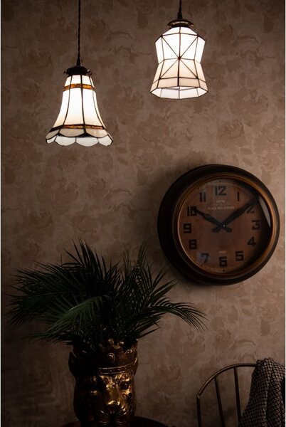 Stropní Tiffany lampa hnědé pruhy BrownLine - Ø 15*115 cm E14/max 1*25W - Clayre & Eef