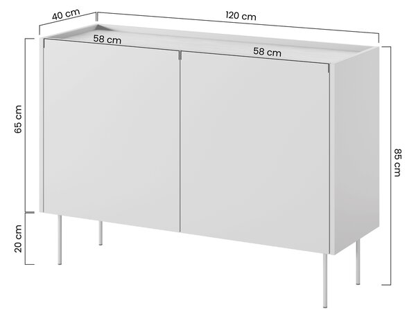 Moderní komoda Desin 120 cm dvoudveřová - kašmír / dub nagano