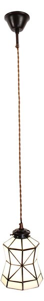 Bílá závěsná tiffany lampa Joanne - Ø 15*115 cm E14/max 1*25W - Clayre & Eef