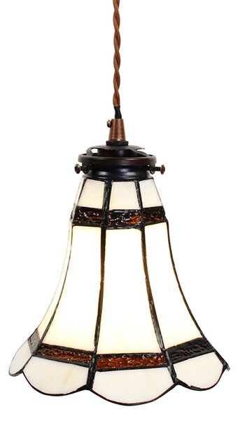 Stropní Tiffany lampa hnědé pruhy BrownLine - Ø 15*115 cm E14/max 1*25W - Clayre & Eef