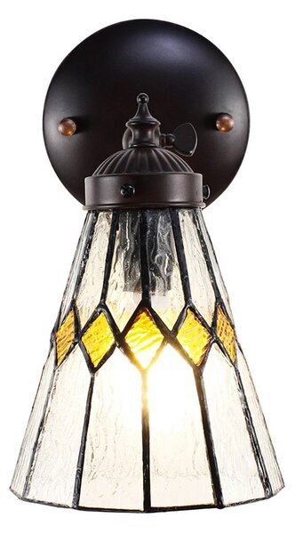 Nástěnná Tiffany lampa žluté detaily YelloRhom - 17*12*23 cm E14/max 1*40W - Clayre & Eef