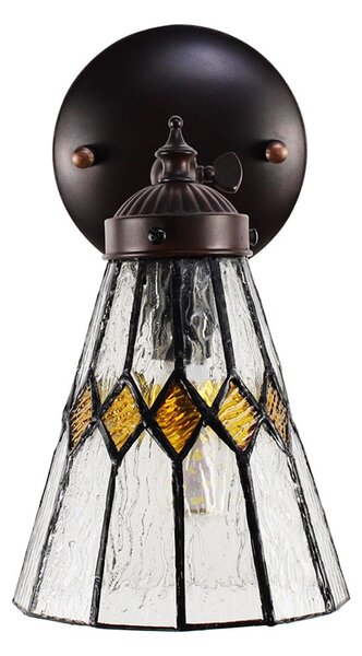 Nástěnná Tiffany lampa žluté detaily YelloRhom - 17*12*23 cm E14/max 1*40W - Clayre & Eef