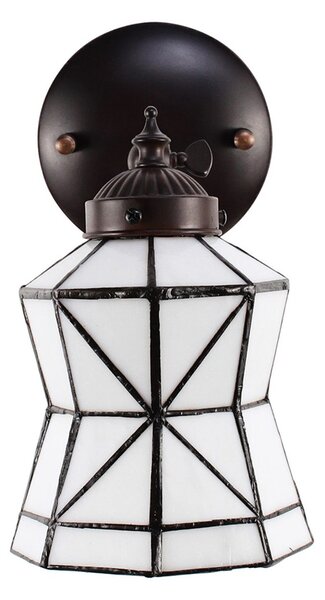 Bílá nástěnná tiffany lampa Joanne - 17*12*23 cm E14/max 1*40W - Clayre & Eef