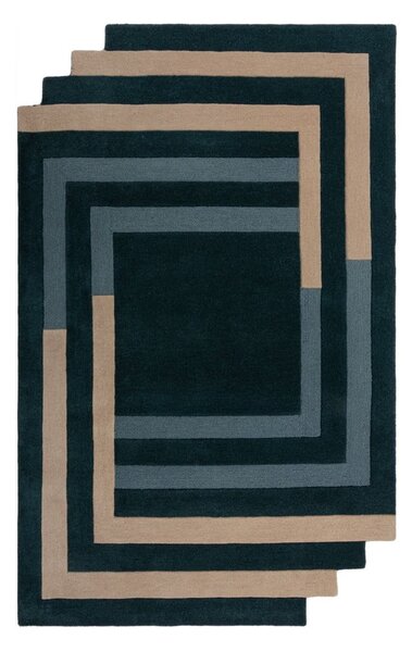 Tmavě zelený ručně tkaný vlněný koberec 120x180 cm Labyrinth Shaped – Flair Rugs