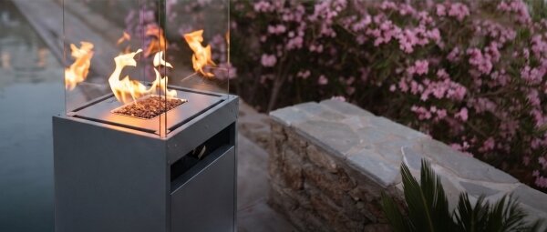 Brilagi - Venkovní plynový krb FLARO GAS 142x36 cm 8kW 1xAAA antr +ochranný kryt