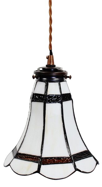Stropní Tiffany lampa hnědé pruhy BrownLine - Ø 15*115 cm E14/max 1*25W - Clayre & Eef