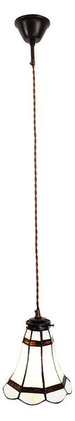 Stropní Tiffany lampa hnědé pruhy BrownLine - Ø 15*115 cm E14/max 1*25W - Clayre & Eef