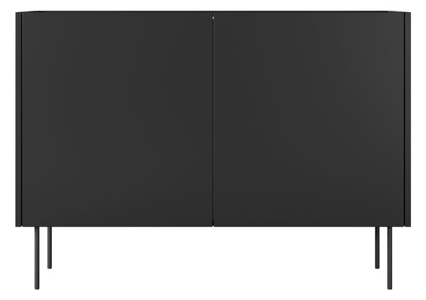 Moderní komoda Desin 120 cm dvoudveřová - černá matná / dub nagano