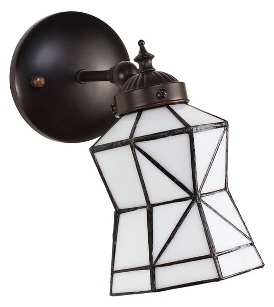 Bílá nástěnná tiffany lampa Joanne - 17*12*23 cm E14/max 1*40W - Clayre & Eef
