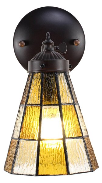 Závěsná Tiffany lampa se žlutými detaily Chessboa - 17*12*23 cm E14/max 1*40W - Clayre & Eef