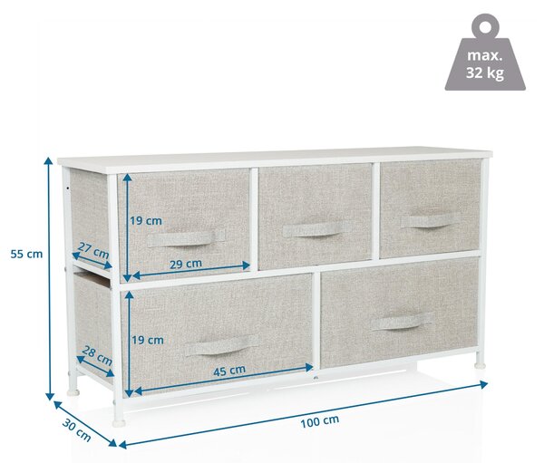 Hjh LIVING Komoda s 5 zásuvkami FOLDAR Příborník 55,0 x 100,0 x 30,0 cm