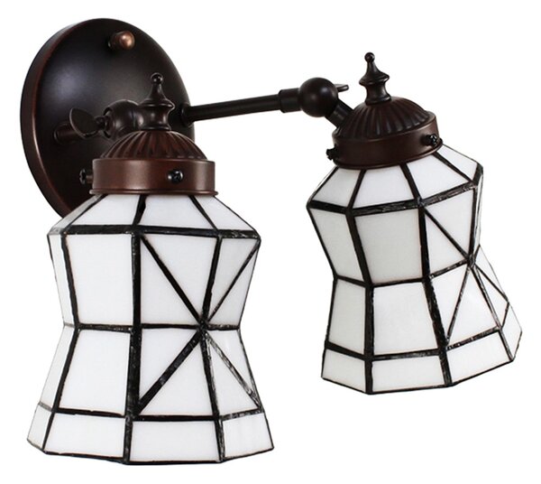 Nástěnná lampa Tiffany s bílými stínidly Joanne - 30*23*23 cm E14/max 2*25W - Clayre & Eef