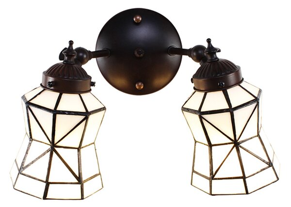 Nástěnná lampa Tiffany s bílými stínidly Joanne - 30*23*23 cm E14/max 2*25W - Clayre & Eef