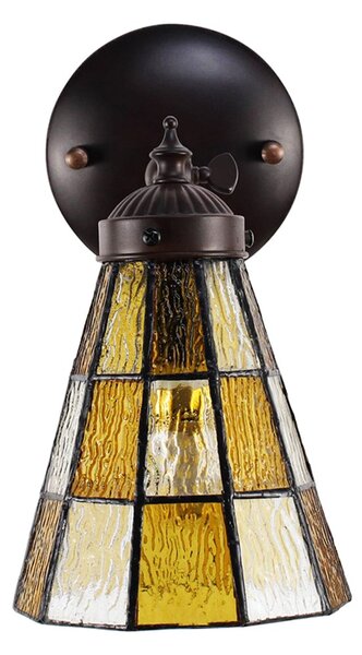 Závěsná Tiffany lampa se žlutými detaily Chessboa - 17*12*23 cm E14/max 1*40W - Clayre & Eef