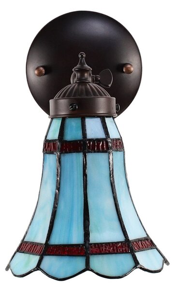 Modrá nástěnná Tiffany lampa červené pruhy RedLine - 17*12*23 cm E14/max 1*40W - Clayre & Eef