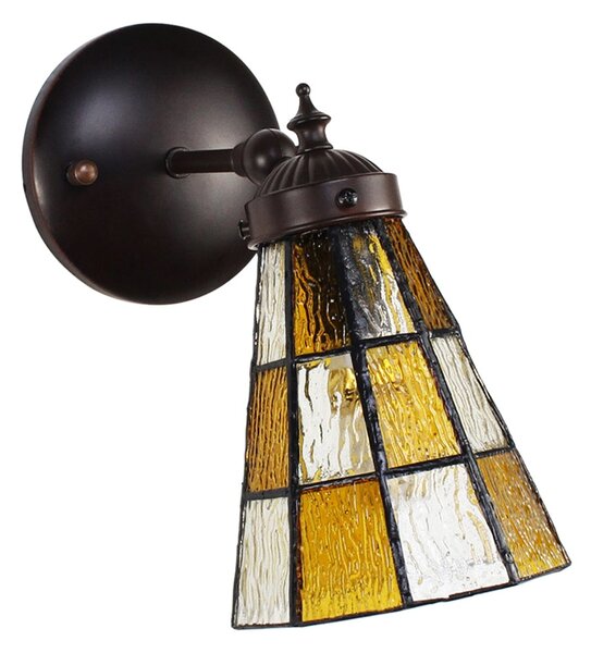 Závěsná Tiffany lampa se žlutými detaily Chessboa - 17*12*23 cm E14/max 1*40W - Clayre & Eef