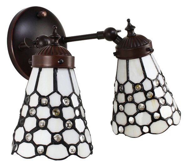 Nástěnná lampa Tiffany s bílými stínidly Panne - 30*23*23 cm E14/max 2*25W - Clayre & Eef