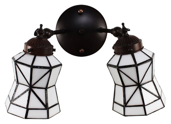 Nástěnná lampa Tiffany s bílými stínidly Joanne - 30*23*23 cm E14/max 2*25W - Clayre & Eef