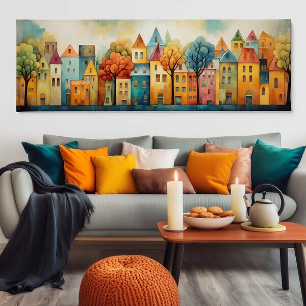 Obraz na plátně - Ulice v městečku Zalle FeelHappy.cz Velikost obrazu (šířka x výška): 120 x 40 cm