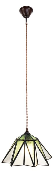 Zelený závěsný Tiffany lustr ve tvaru květu Hiede - Ø 31*107 cm E27/max 1*40W - Clayre & Eef