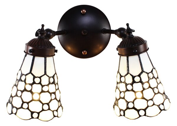 Nástěnná lampa Tiffany s bílými stínidly Panne - 30*23*23 cm E14/max 2*25W - Clayre & Eef