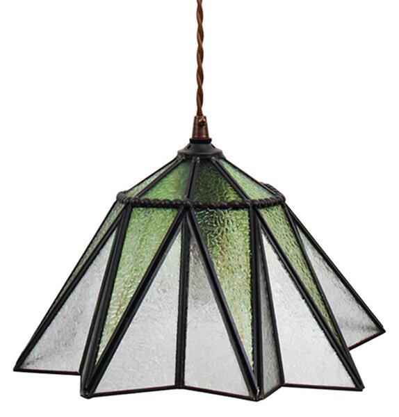 Zelený závěsný Tiffany lustr ve tvaru květu Hiede - Ø 31*107 cm E27/max 1*40W - Clayre & Eef