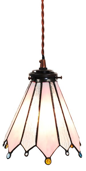 Závěsná lampa Tiffany Flowerbell pink - 18*15*115 cm E14/max 1*25W - Clayre & Eef