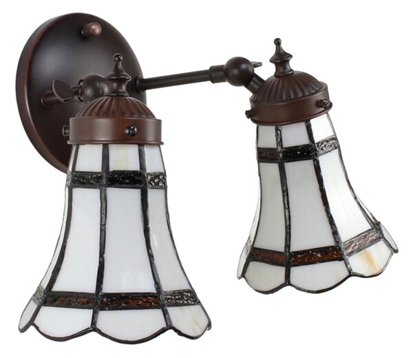 Nástěnná lampa Tiffany s bílými stínidly BrownLine - 30*23*23 cm E14/max 2*25W - Clayre & Eef