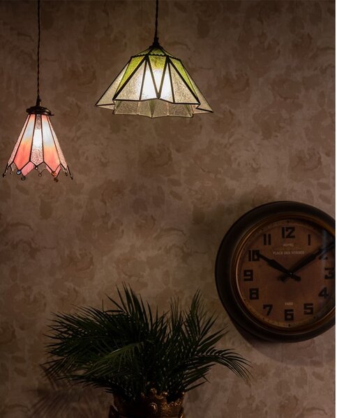Zelený závěsný Tiffany lustr ve tvaru květu Hiede - Ø 31*107 cm E27/max 1*40W - Clayre & Eef