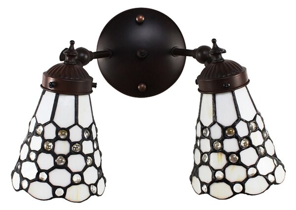 Nástěnná lampa Tiffany s bílými stínidly Panne - 30*23*23 cm E14/max 2*25W - Clayre & Eef