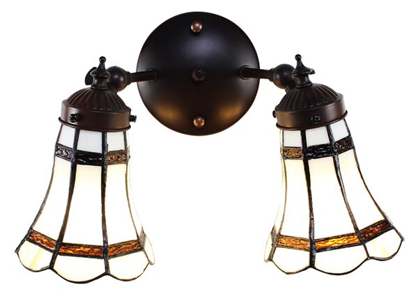 Nástěnná lampa Tiffany s bílými stínidly BrownLine - 30*23*23 cm E14/max 2*25W - Clayre & Eef